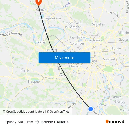 Epinay-Sur-Orge to Boissy-L'Aillerie map