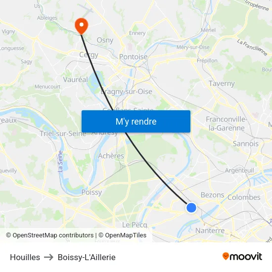 Houilles to Boissy-L'Aillerie map