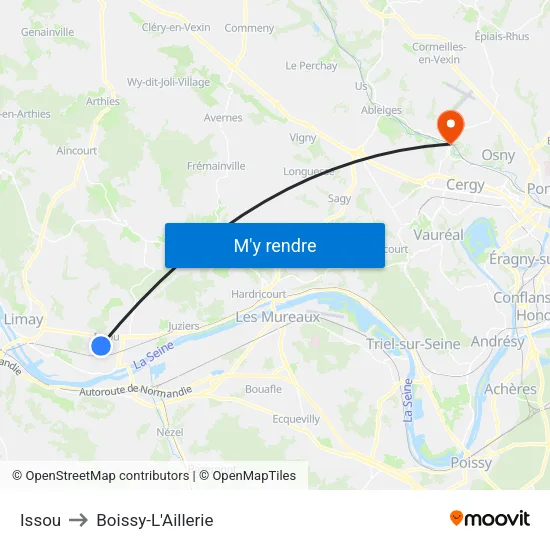Issou to Boissy-L'Aillerie map