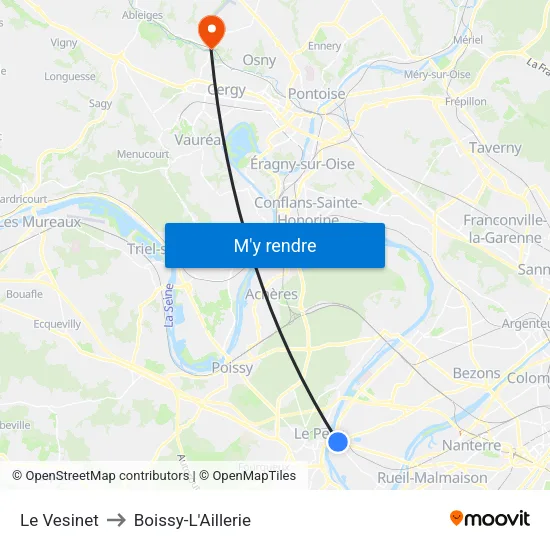 Le Vesinet to Boissy-L'Aillerie map