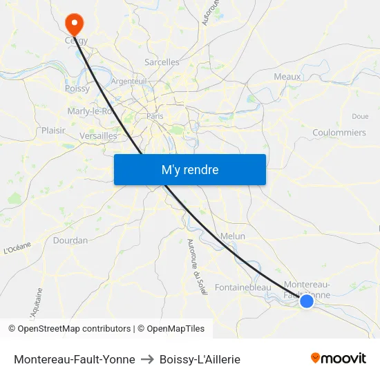 Montereau-Fault-Yonne to Boissy-L'Aillerie map