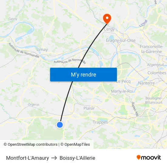 Montfort-L'Amaury to Boissy-L'Aillerie map