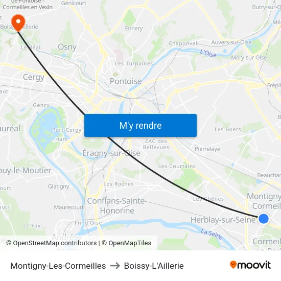 Montigny-Les-Cormeilles to Boissy-L'Aillerie map