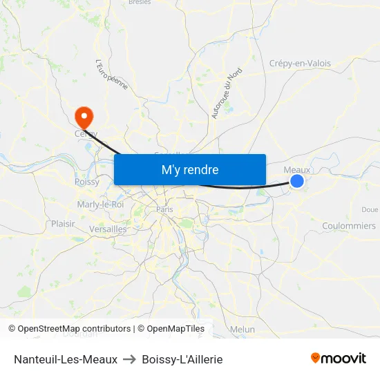 Nanteuil-Les-Meaux to Boissy-L'Aillerie map