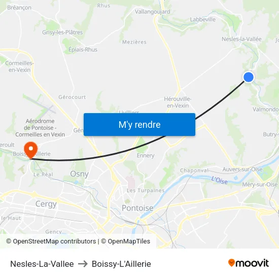 Nesles-La-Vallee to Boissy-L'Aillerie map