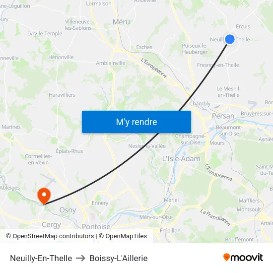 Neuilly-En-Thelle to Boissy-L'Aillerie map