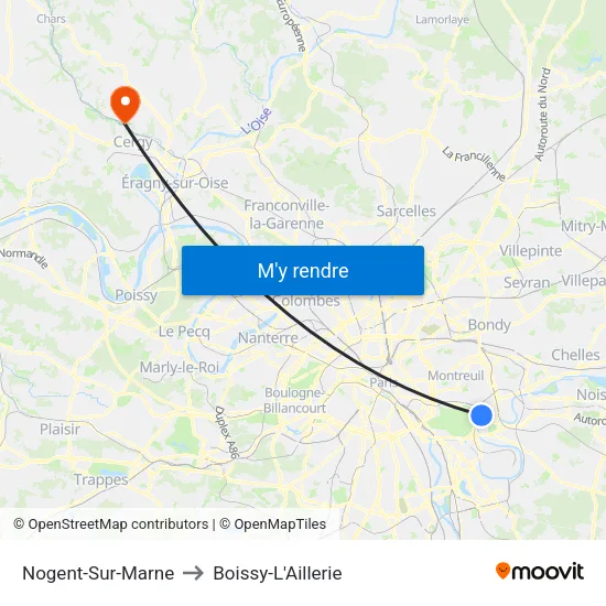 Nogent-Sur-Marne to Boissy-L'Aillerie map