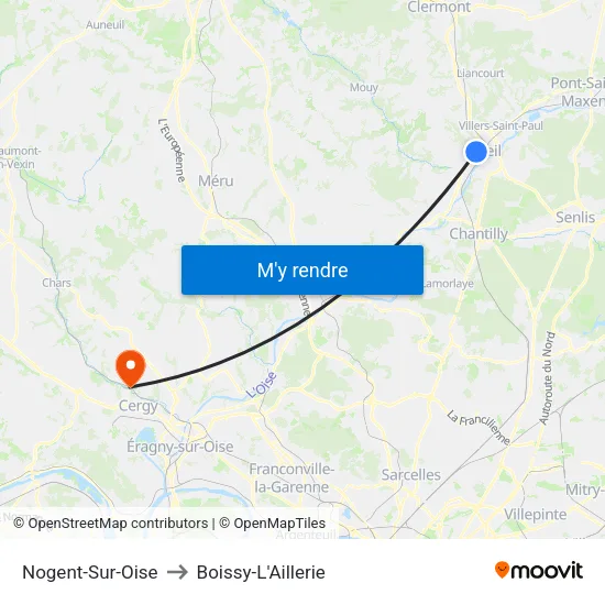 Nogent-Sur-Oise to Boissy-L'Aillerie map