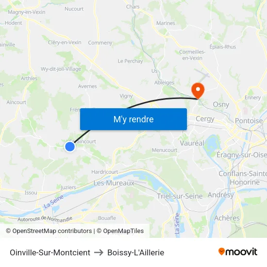Oinville-Sur-Montcient to Boissy-L'Aillerie map