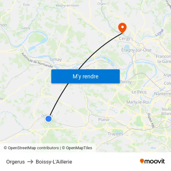 Orgerus to Boissy-L'Aillerie map