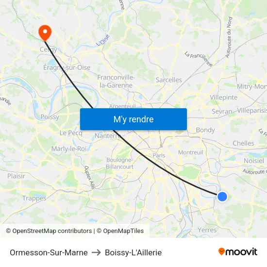 Ormesson-Sur-Marne to Boissy-L'Aillerie map