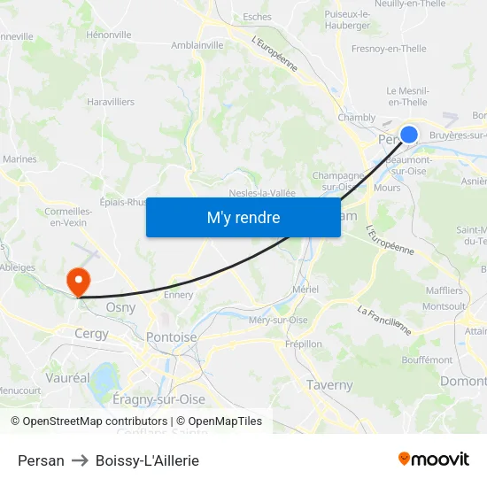 Persan to Boissy-L'Aillerie map