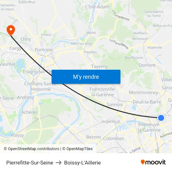Pierrefitte-Sur-Seine to Boissy-L'Aillerie map