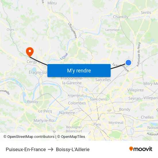 Puiseux-En-France to Boissy-L'Aillerie map