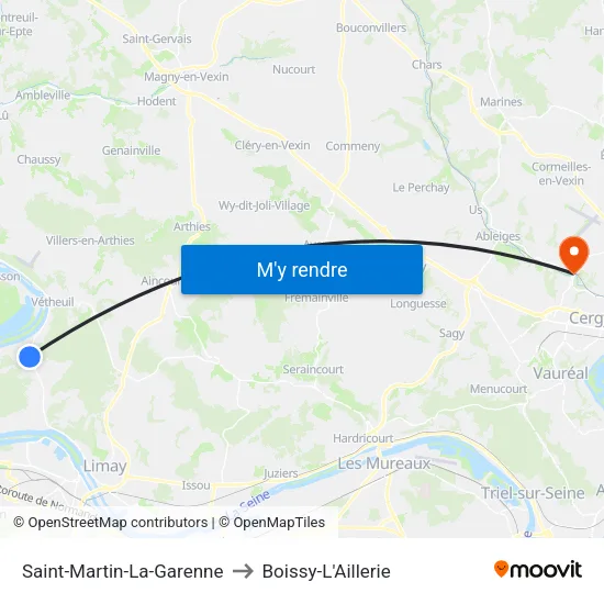 Saint-Martin-La-Garenne to Boissy-L'Aillerie map