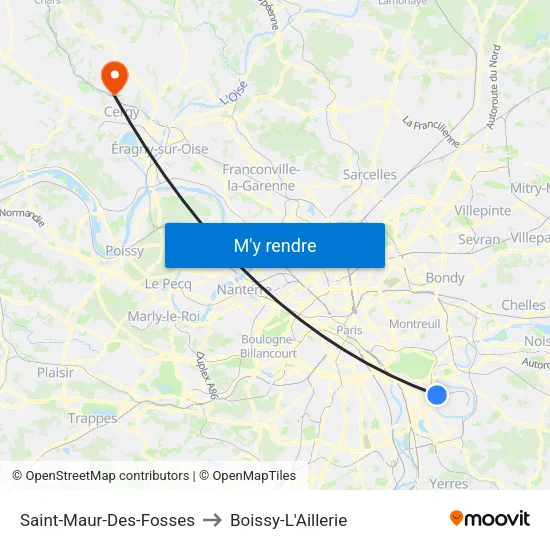 Saint-Maur-Des-Fosses to Boissy-L'Aillerie map