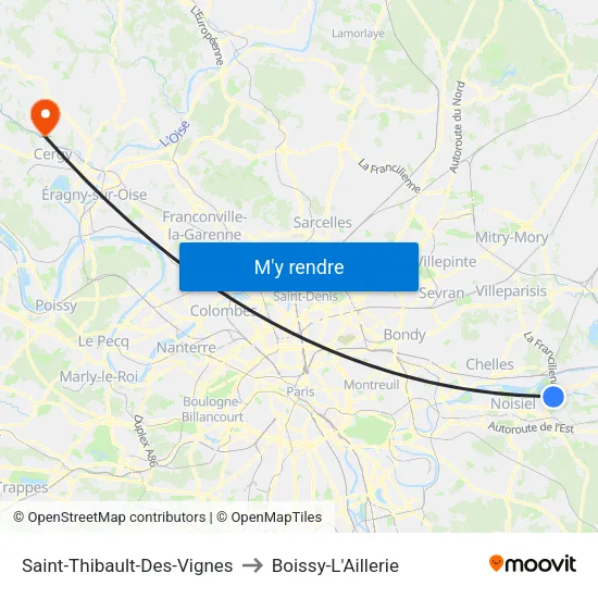 Saint-Thibault-Des-Vignes to Boissy-L'Aillerie map
