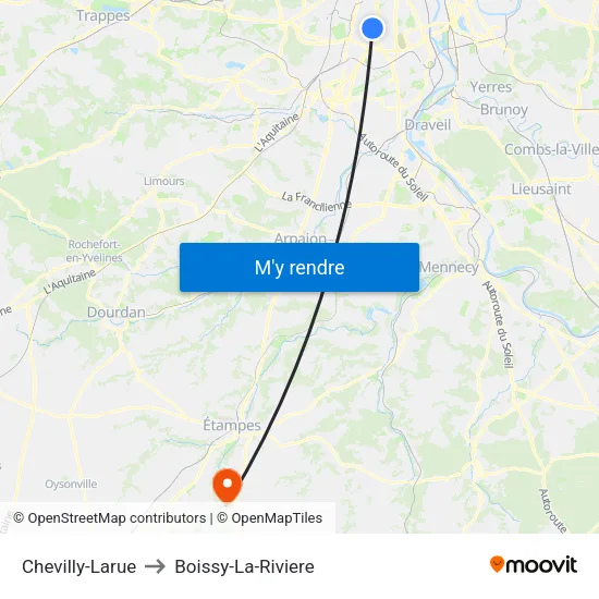 Chevilly-Larue to Boissy-La-Riviere map