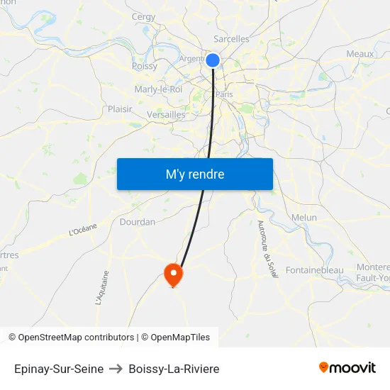 Epinay-Sur-Seine to Boissy-La-Riviere map