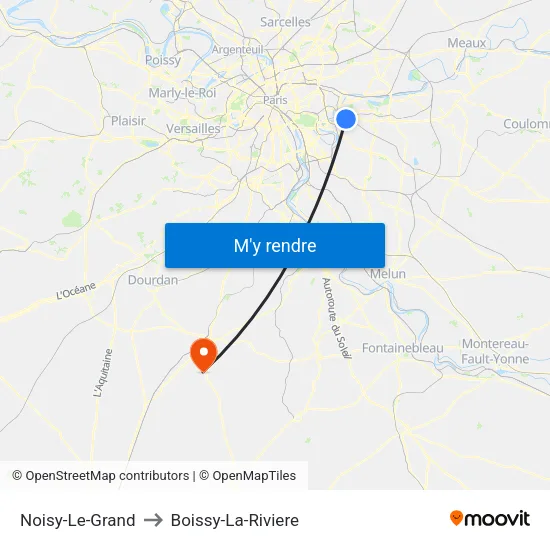 Noisy-Le-Grand to Boissy-La-Riviere map