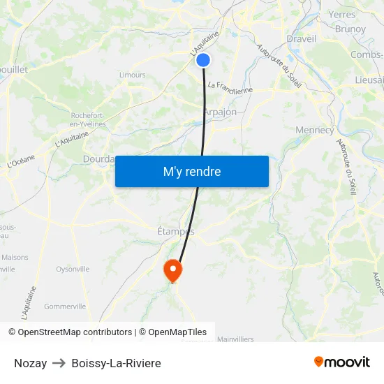 Nozay to Boissy-La-Riviere map