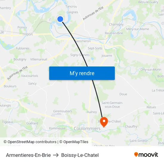 Armentieres-En-Brie to Boissy-Le-Chatel map