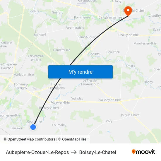 Aubepierre-Ozouer-Le-Repos to Boissy-Le-Chatel map