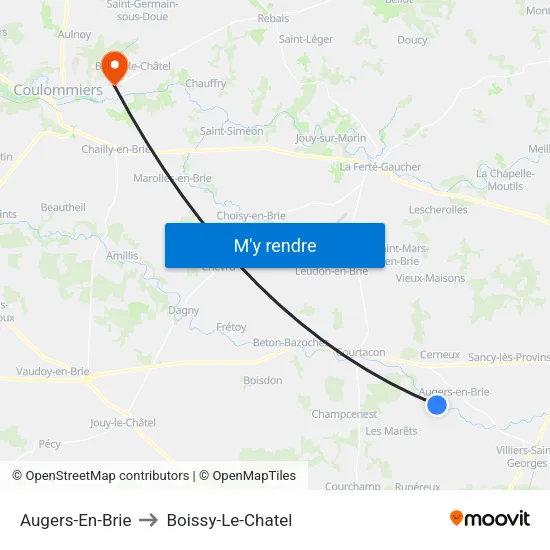 Augers-En-Brie to Boissy-Le-Chatel map