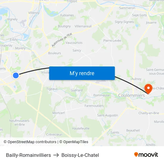 Bailly-Romainvilliers to Boissy-Le-Chatel map
