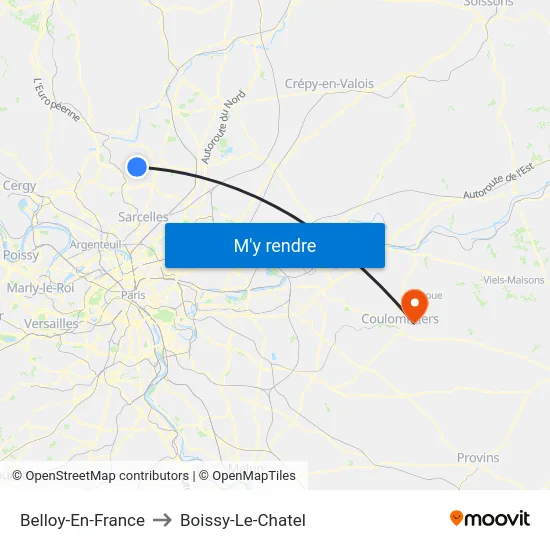 Belloy-En-France to Boissy-Le-Chatel map