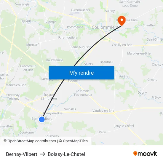 Bernay-Vilbert to Boissy-Le-Chatel map