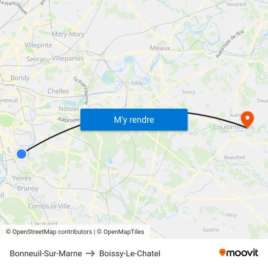 Bonneuil-Sur-Marne to Boissy-Le-Chatel map
