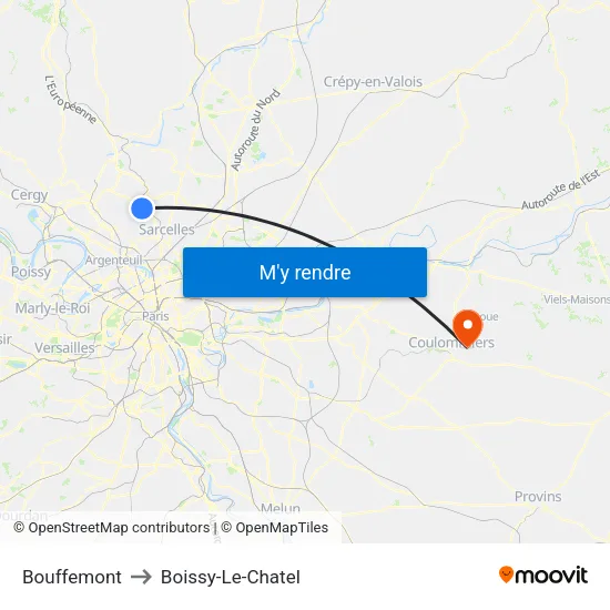 Bouffemont to Boissy-Le-Chatel map