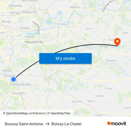 Boussy-Saint-Antoine to Boissy-Le-Chatel map