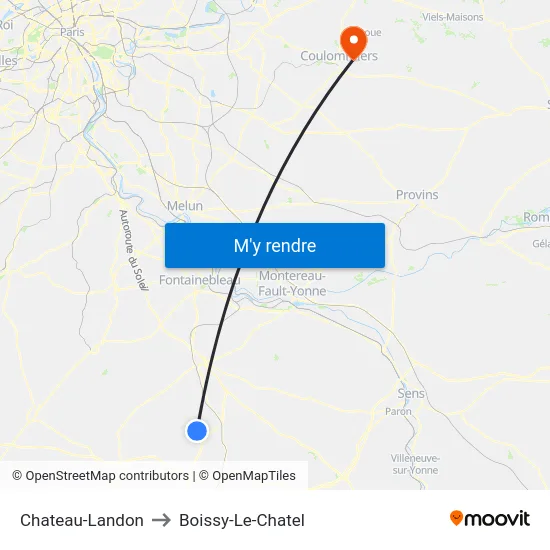 Chateau-Landon to Boissy-Le-Chatel map