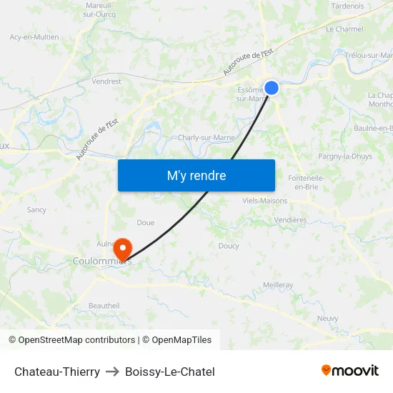 Chateau-Thierry to Boissy-Le-Chatel map