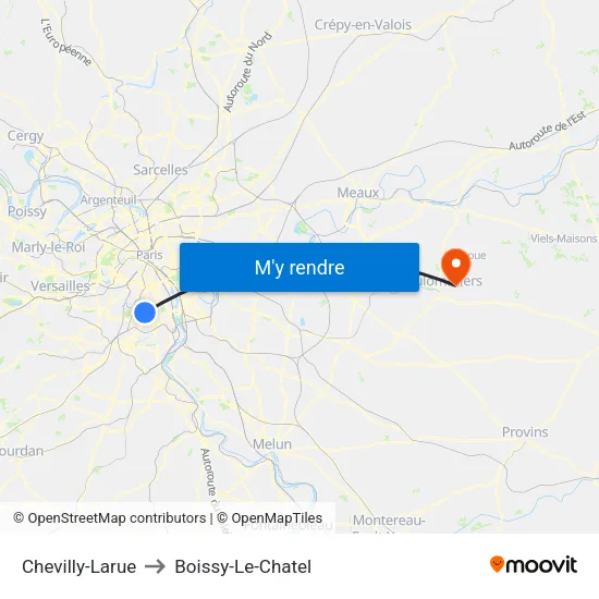 Chevilly-Larue to Boissy-Le-Chatel map