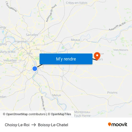 Choisy-Le-Roi to Boissy-Le-Chatel map