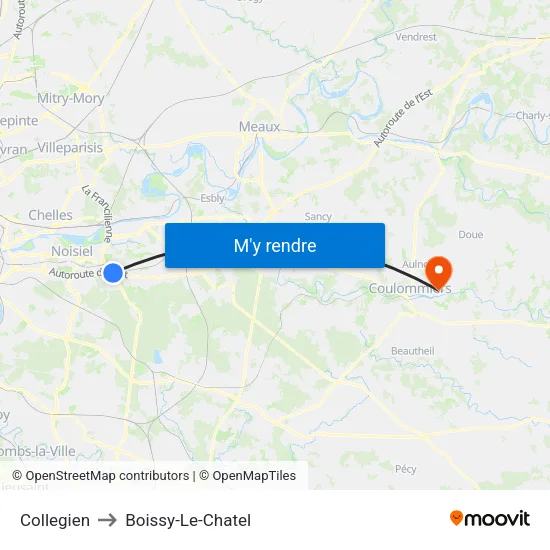 Collegien to Boissy-Le-Chatel map
