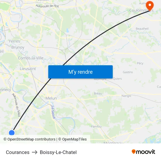 Courances to Boissy-Le-Chatel map