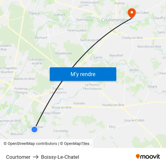 Courtomer to Boissy-Le-Chatel map