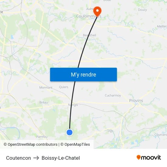 Coutencon to Boissy-Le-Chatel map