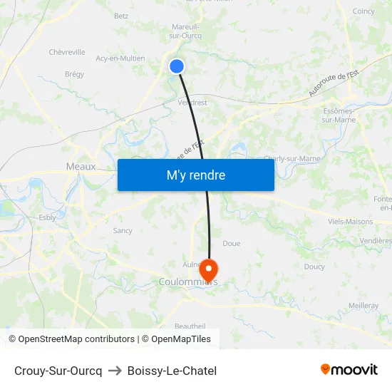 Crouy-Sur-Ourcq to Boissy-Le-Chatel map