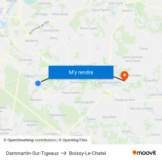 Dammartin-Sur-Tigeaux to Boissy-Le-Chatel map