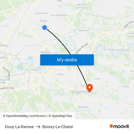 Douy-La-Ramee to Boissy-Le-Chatel map