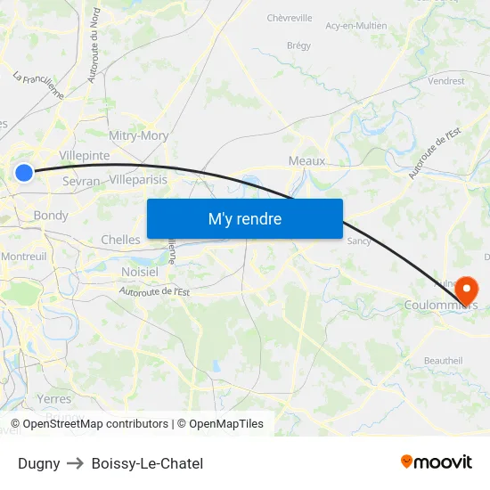 Dugny to Boissy-Le-Chatel map
