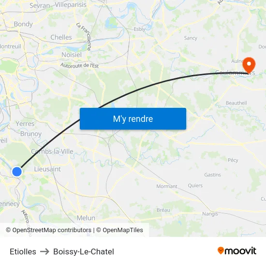Etiolles to Boissy-Le-Chatel map