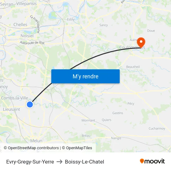 Evry-Gregy-Sur-Yerre to Boissy-Le-Chatel map
