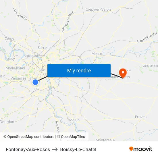 Fontenay-Aux-Roses to Boissy-Le-Chatel map