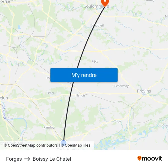 Forges to Boissy-Le-Chatel map